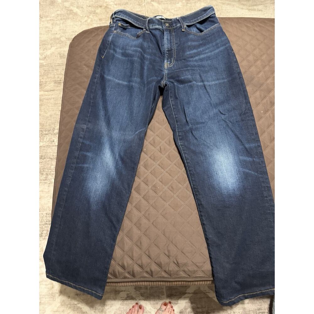 Men’s Lands End Rigid Traditional Fit 5 Pocket Jeans, Dark Wash - Size 36